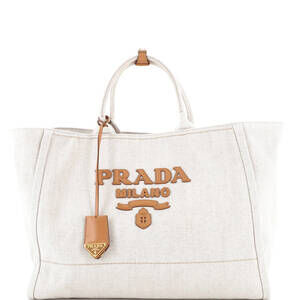 Prada Logo Tote Linen Blend Large #223418P23B